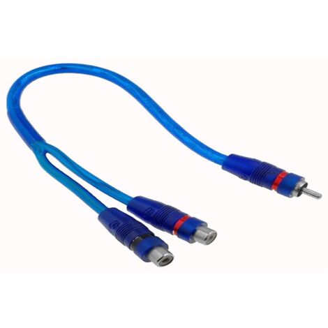Adaptateur Y RCA - 1 RCA Male 2 RCA Femelles 15cm - bleu RCAHQY12