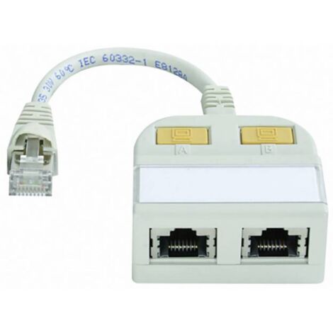 Adaptateur Y réseau informatique, RNIS RJ45 Telegärtner J00029A0013 - [1x RJ45 mâle - 2x RJ45 femelle] - 15.00 cm - gri - gris clair (RAL 7035)