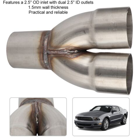 Adaptateur Y Universel en Acier Inoxydable pour Échappement, Entrée 2.5 pouces OD vers Sortie Double 2.5 pouces ID