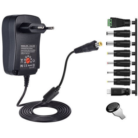 Adaptateurs d'alimentation internationaux Transformateurs d'alimentation portables multifonctionnels (USB inclus), adaptateur d'alimentation secteur 100-240 V vers CC + 8 prises différentes