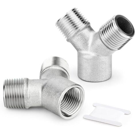 Adaptateurs en Y (lot de 2), filetage extérieur 1/4 pouce x filetage intérieur 1/4 pouce, filetage conique fendu, acier inoxydable 304, filetage en T avec fusible, connexion par écrou en Y.