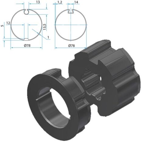 Adaptateurs moteur diamètre 45mm tube 78 à gorge - CHERUBINI - A45050521