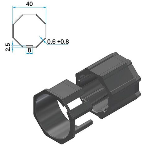Adaptateurs pour moteurs diamètre 35mm tobe octogonal 40 agrafage intériueur - CHERUBINI - A35050502