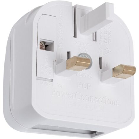 Adapter Flachstecker Typ C auf Stecker Typ G (UK) Weiß