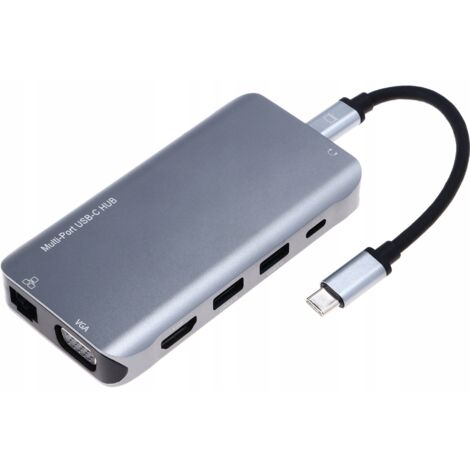 Adapter HUB USB-C HDMI VGA LAN MacBook Station 10 in 1