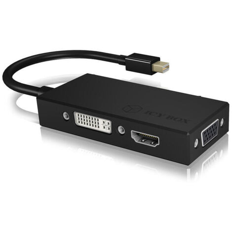 Adapter ICY BOX mini DisplayPort DVI/HDMI/VGA 4K 60Hz Black