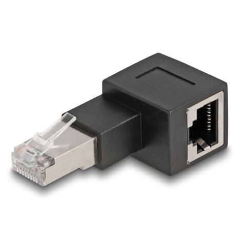 Adapter RJ-45 Stecker  RJ-45 Buchse, Cat.6a Verwendung:  Abwinkeln des Netzwerkkabels