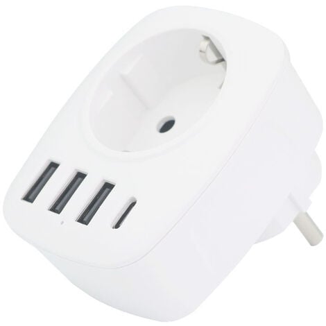 GALOZZOIT Adapter Steckdose mit USB, 5V / 3.0A USB Steckdose , 4000W (16A) Steckdosenleiste 3 USB und 1 USB-C-Anschluss