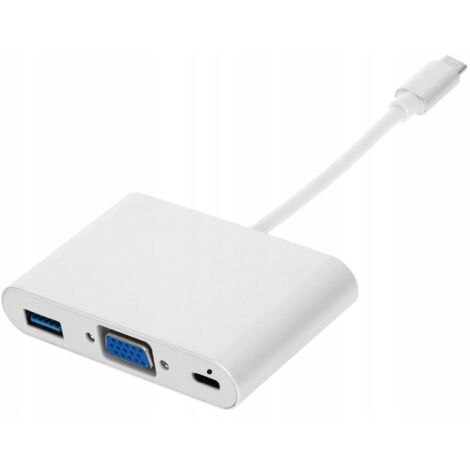 ADAPTER USB C VGA+USB 3.0+PD 4K HUB 3in1 MacBook