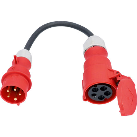 Adapterkabel 0,3 m CEE Stecker 5-polig 16 A auf CEE Kupplung 400 V 32 A 5-polig