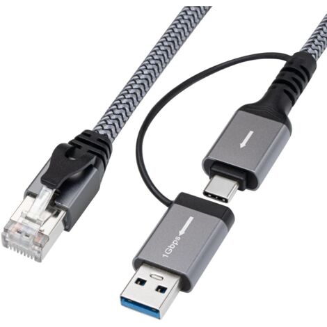 Adapterkabel CAT6 FTP auf USB AC MicroConnect, 5 Meter, MC-RJ45USBC-05