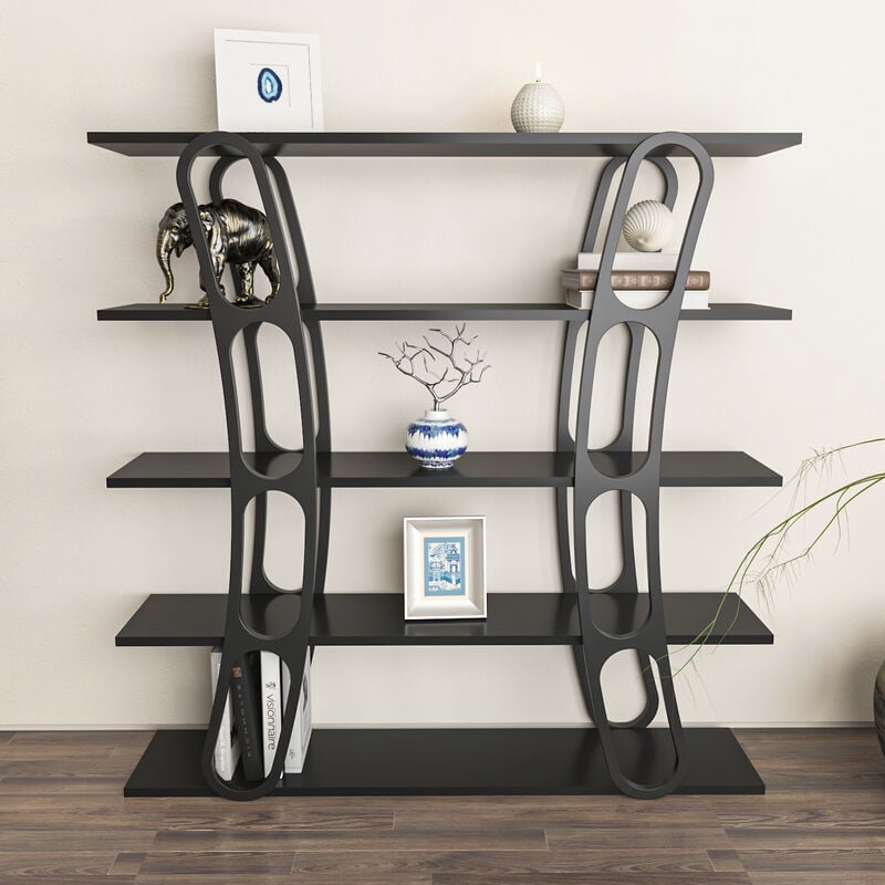 Adar 5-tier Bookcase Bookshelf Shelving Unit Display Unit - Black - Decorotika