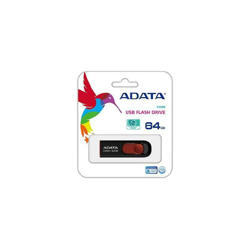 64GB C008 Classic Series usb 2.0 Stick schwarz rot (AC008-64G-RKD) - Adata