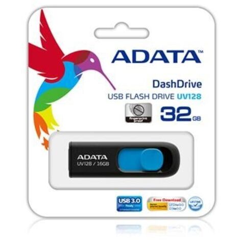 ADATA Lapiz Usb UV128 128GB USB 3.2 Negro/Azul