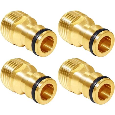 Adattatore a connessione rapida per rubinetto da tubo flessibile dell'acqua in ottone da 1/2" maschio (confezione da 4)