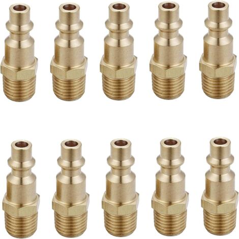 Adattatore a connessione rapida per tubo dell'aria industriale maschio NPT da 1/4" in ottone, kit accoppiatore aria e presa, accessorio per compressore d'aria, 10 pezzi (NPT maschio)