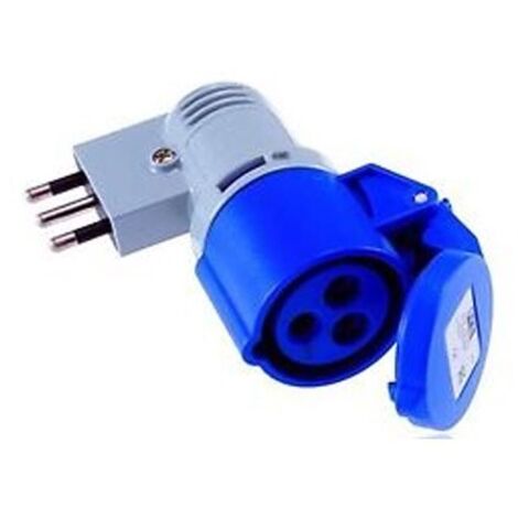 ADATTATORE A PETTINE CON SPINA 16A E PRESA IEC BLU