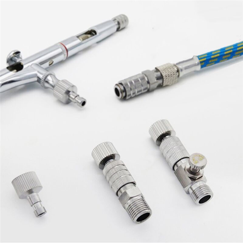 Image of Adattatore a sgancio rapido per aerografo, spina da 1/8 di pollice, raccordo maschio e femmina per tubo flessibile per aerografo del compressore