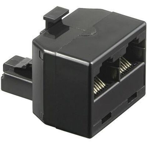 adattatore a T splitter rete 2 x presa rj45 8p8c isdn nero