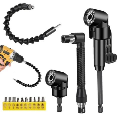 Adattatore ad angolo retto per cacciavite, kit da 14 pezzi, prolunga angolata per cacciavite e trapano, accessori pratici