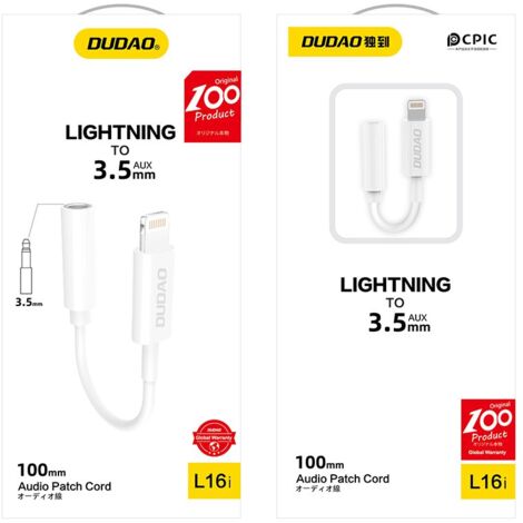 Adattatore audio per cuffie iPhone da Lightning a mini jack 3,5 mm, bianco