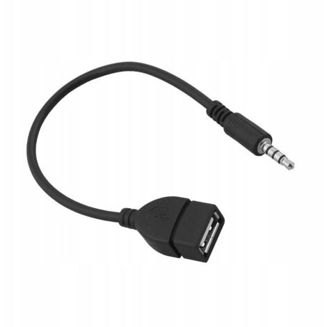 Adattatore AUX Mini Jack 3,5 mm Adattatore USB A Nero Ricarica e trasferimento
