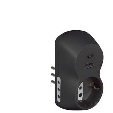 ADATTATORE B3 1 PRESA ST TED+2 10A CON USB GRIGIO
