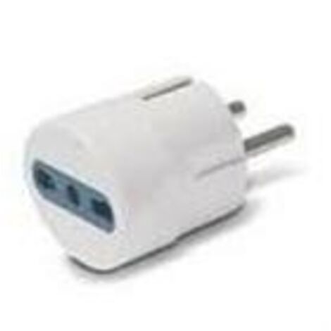 Adattatore bivalente Elettrocanali presa bipasso 10 / 16 a. e spina schuko  16 a.