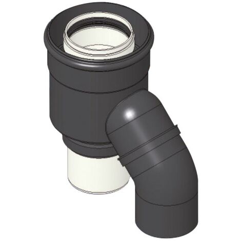 Adattatore camino ø 80/80 mm con interno in PP ed esterno in PVC 00000051372