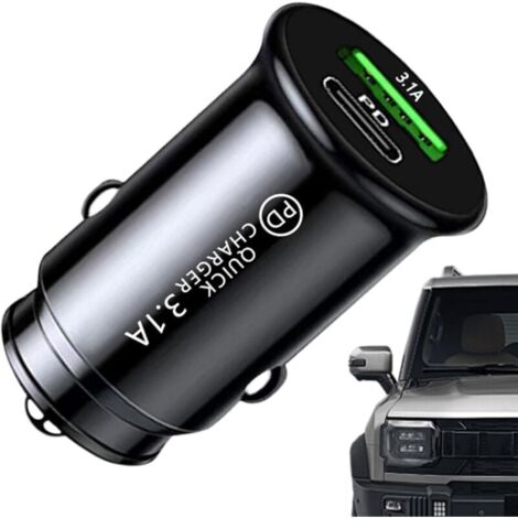 Adattatore caricabatterie da auto USB, doppia porta da 3,1 A, ricarica rapida, porte USB-A e USB-C, design compatto, mini caricabatterie da auto, caricabatterie da auto portatile
