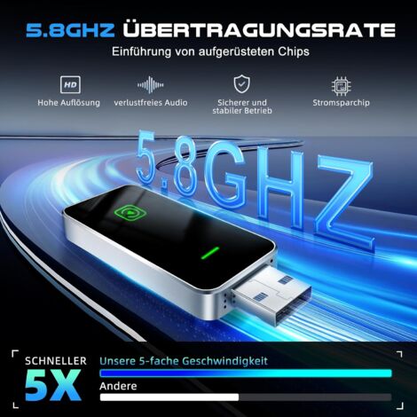 Adattatore Carplay wireless 2 in 1 per iOS CarPlay/Android Auto, converte da cablato a wireless con USB e USB-C/Type-C, controllo stabile e senza ritardi, controllo vocale intelligente