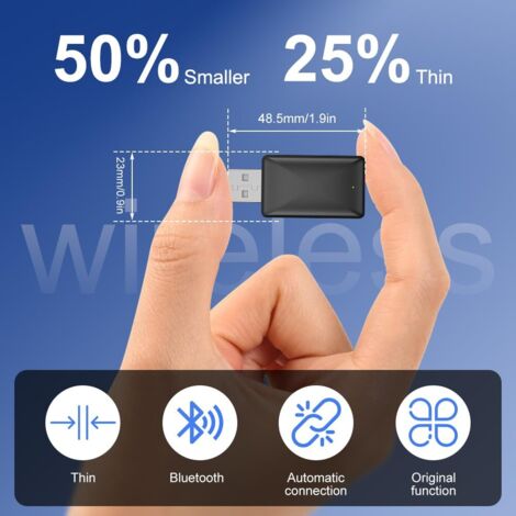 Adattatore CarPlay wireless, dongle USB CarPlay wireless 2 in 1 per iOS 10+/Android, Plug & Play, connessione stabile senza ritardi, per auto dotate di CarPlay cablato
