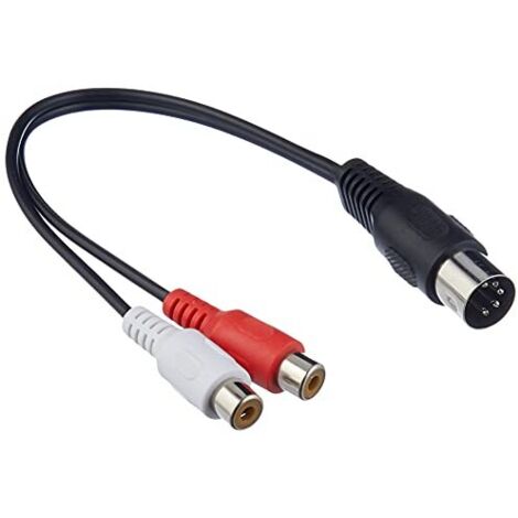 Adattatore cavo audio, da presa DIN a spina RCA stereo, Spina DIN 180 ° (5 pin)  2 prese RCA (audio sinistro / destro). Lunghezza del Cavo 0.2 m