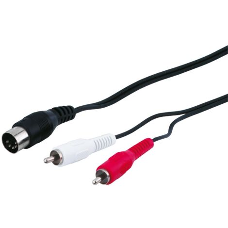 Adattatore cavo audio, da presa DIN a spina RCA stereo, Spina DIN 180 ° (5 pin) 2 spina RCA (audio sinistro/destro). Lunghezza del Cavo 1.5 m