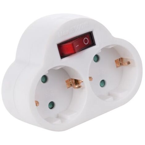 Adattatore con interruttore onoff - 2 prese - schuko