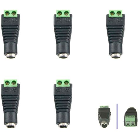 ADATTATORE CONNETTORE SPINOTTO PER STRISCE A LED PER COLLEGAMENTO ALIMENTATORE 5 PEZZI