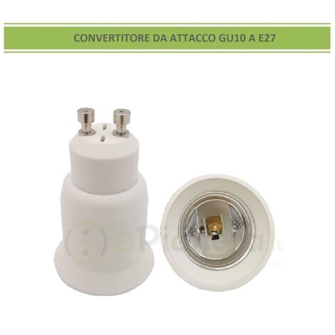 Adattatore convertitore da GU10 a attacco grande E27 portalampada riduttore bianco 220V per lampadina