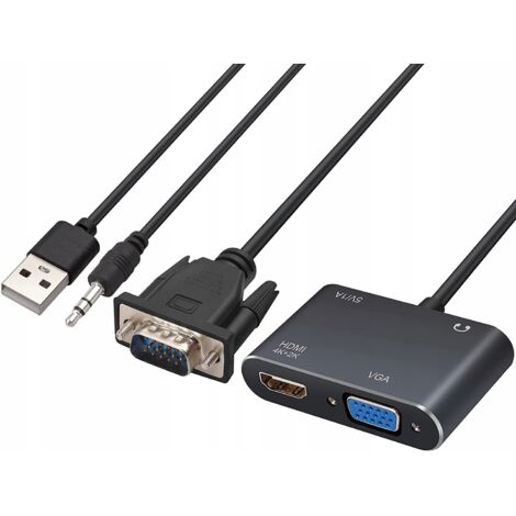 ADATTATORE CONVERTITORE VGA D-SUB A HDMI + VGA + AUDIO