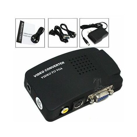 ADATTATORE CONVERTITORE VIDEO DA VGA RCA S-VIDEO IN VGA OUT NERO