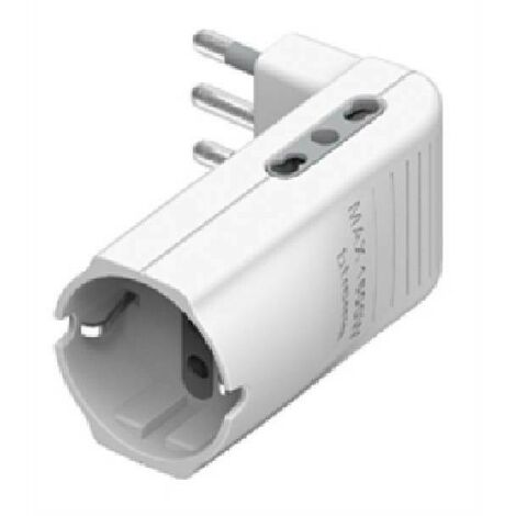 Adattatore Corner Bticino 2 prese bipasso 1 presa tedesca e spina 16A bianco S3616DE