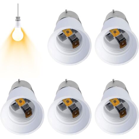 Adattatore da B22 a E27 da 5 pezzi, adattatore per lampadina a baionetta avvitabile, adatto per lampadine a LED, a incandescenza e CFL