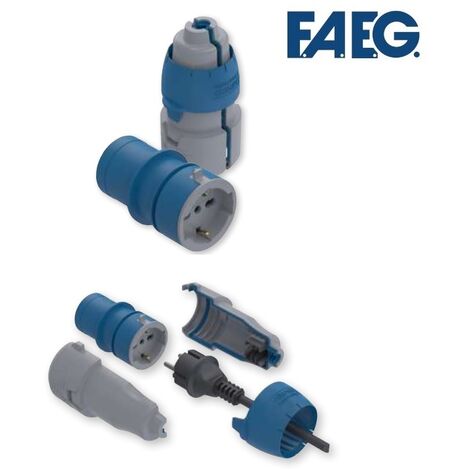 Adattatore da bipasso schuko a spina IP44 CEE industriale 250V 2P+T impermeabile per esterno cantieri