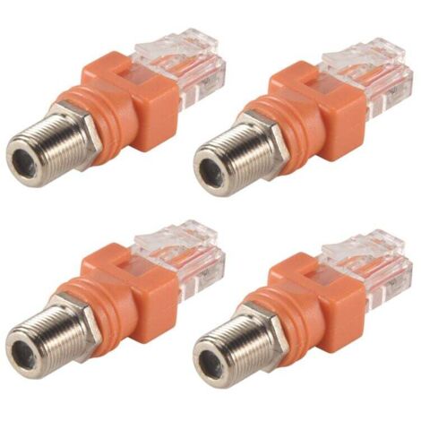 Adattatore da coassiale a Ethernet, confezione da 4 convertitori maschio da F a RJ45 per tester di linea