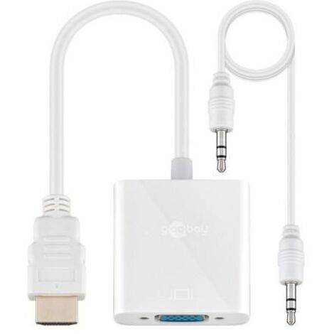 Adattatore da HDMI™/VGA, placcato nickel, connettore HDMI™ (tipo A) Presa VGA (15-pin). colore bianco