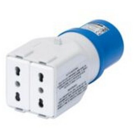 Adattatore Da Industriale a Civile IP44 Spina 2P+T 16A 230V ac 50/60HZ 2 Prese 2P+T 10/16A Bivalenti (P17/11)