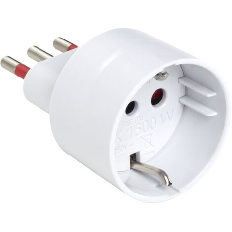 Adattatore da spina 10A a presa schuko 16A, bianco, serie Emilia Specialist - Rosi RS7700B