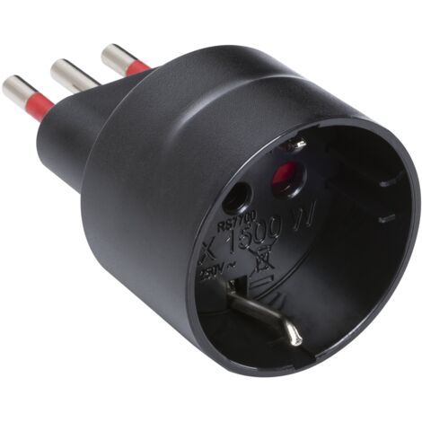 Adattatore da spina 10A a presa schuko 16A, nero, serie Emilia Specialist - Rosi RS7700N