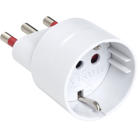 Adattatore da spina 16A a presa schuko 16A, bianco, serie Emilia Specialist - Rosi RS7701B