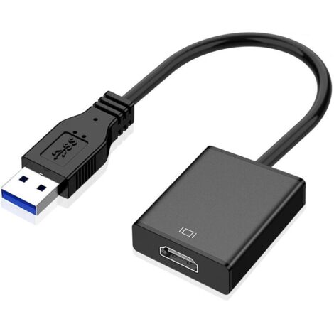 Adattatore da USB a HDMI, adattatore audio video da USB 3.0/2.0 a HDMI, convertitore di cavo grafico video HD 1080P per PC, laptop, HDTV, TV, compatibile con Windows XP/7/8/8.1/10 - Nero
