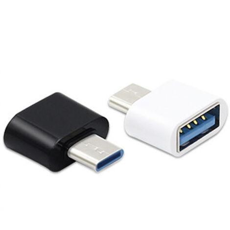 Adattatore da USB C a USB 2.0, confezione da 2, adattatore OTG da USB-C a USB-A compatibile con MacBook, smartphone USB C e dispositivi di tipo C (nero e bianco)